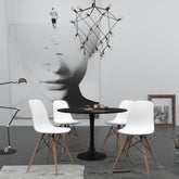 Velets Set of 4 Eifel Plastic Side Chair / Dining Chair - Wooden Leg  - White